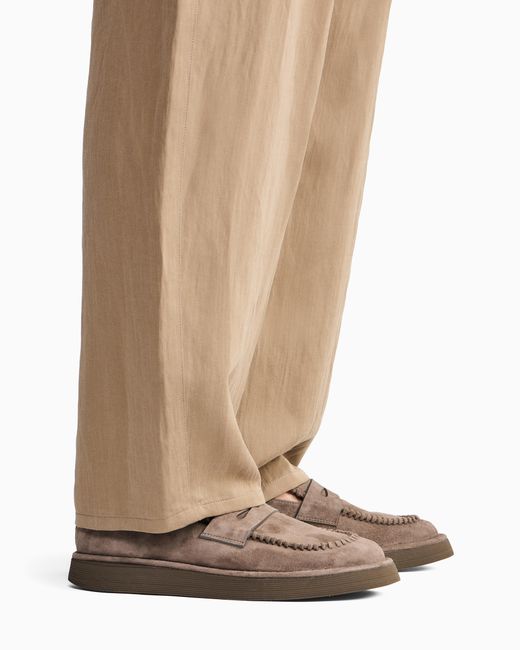 Giorgio Armani White Suede Loafers for men