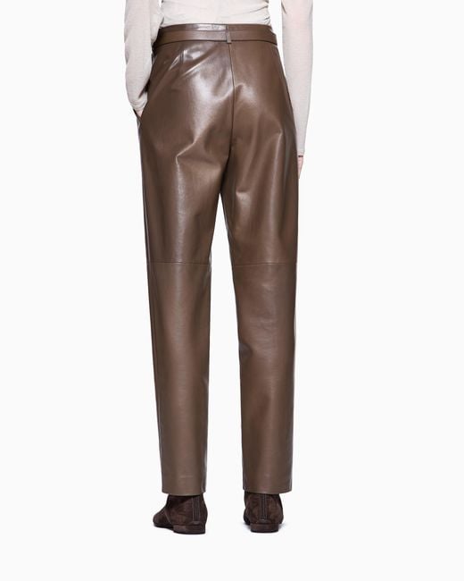 Giorgio Armani Brown Nappa Lambskin Trousers
