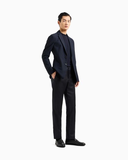 Giorgio Armani Blue Crew Neck Jumper for men