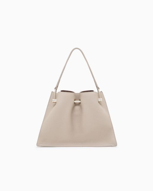 Giorgio Armani Natural Pebbled Bag With Double Leather Handles