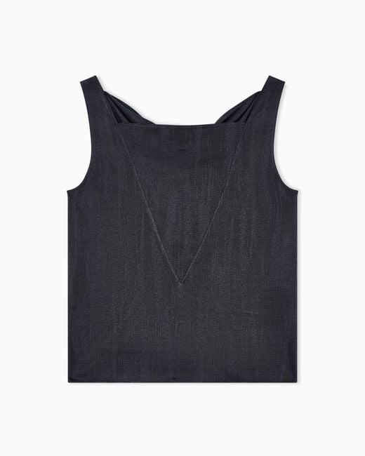 Giorgio Armani Black Jacquard Viscose Jersey Draped Top
