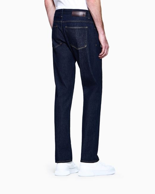 Giorgio Armani Blue Five-Pocket, Regular Fit, Stretch Cotton-Denim Trousers for men