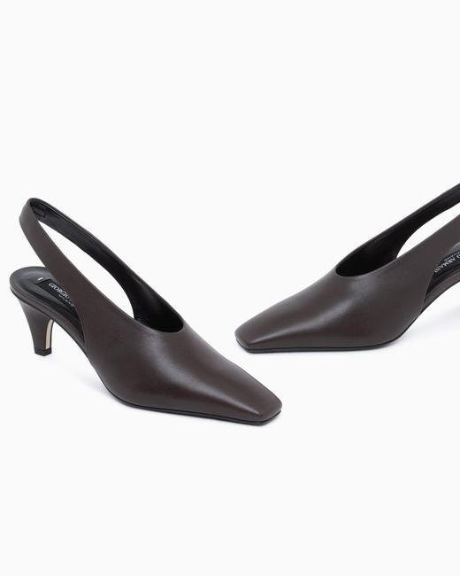 Giorgio Armani White Decollete Shoe Leather Lining And Leather Sole
