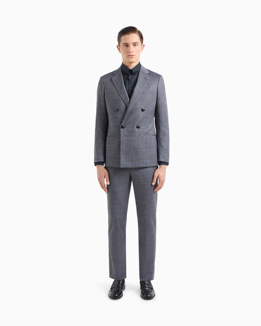 Giorgio Armani Blue Soho Line Double-Breasted Check Suit for men