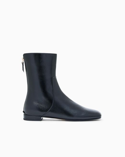Giorgio Armani Blue Stiefeletten Aus Lackleder