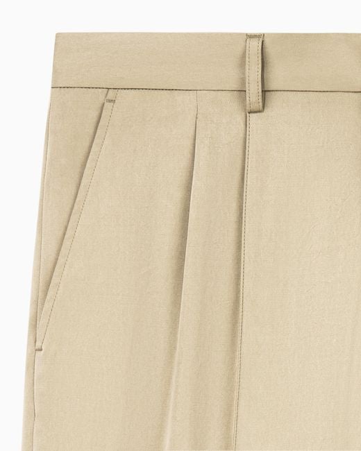 Giorgio Armani Natural Trouser Regular Fit Washed Lyocell Poplin for men