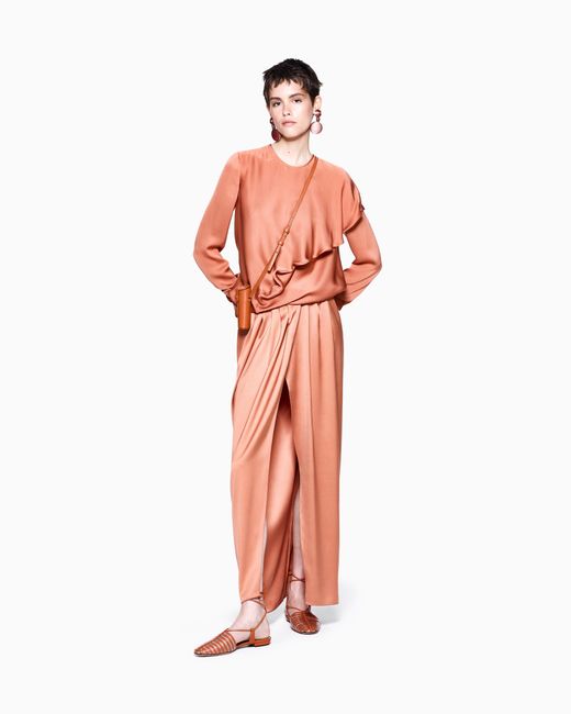 Giorgio Armani Orange Long Silk Wrap Skirt