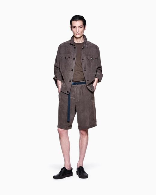 Maglia A Maniche Corte di Giorgio Armani in Brown da Uomo