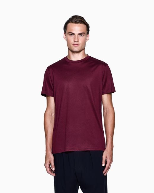 Giorgio Armani Red Plain-Knit Jersey T-Shirt for men