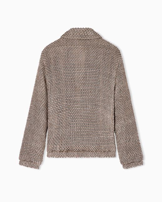 Giorgio Armani Brown Woven Lambskin Suede Blouson