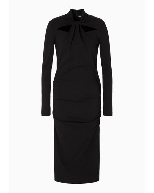 Giorgio Armani Black Armani Sustainability Values Viscose-blend Milano-stitch Midi Dress