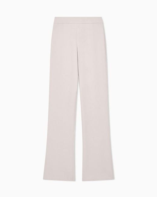 Giorgio Armani White Wide Leg Pure Silk Trousers With Pleats
