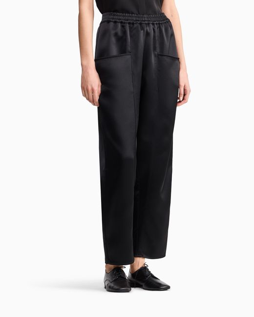 Giorgio Armani Blue Trousers Techno Duchesse Oversized Fit With Front Pockets