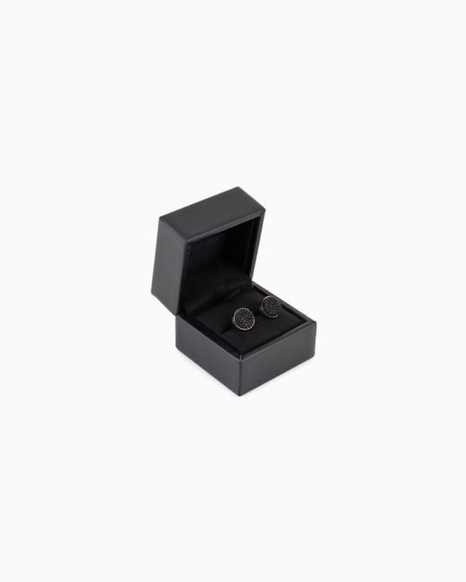 Giorgio Armani White Sterling Cufflinks With Satin And Crystals for men