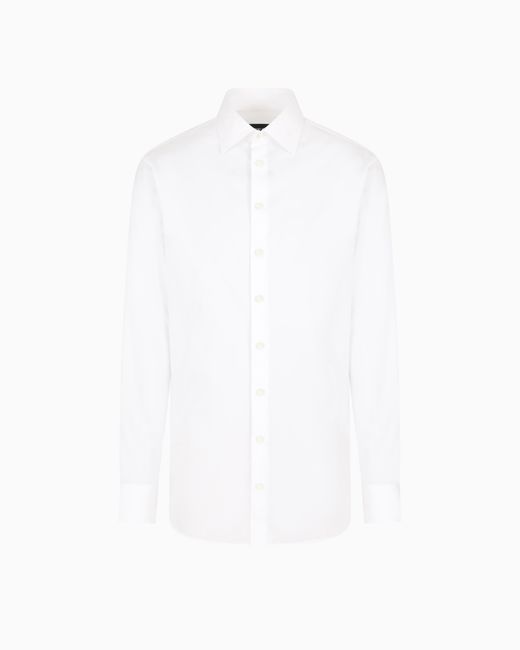 Giorgio Armani White Regular-Fit Shiny-Effect Cotton Shirt for men