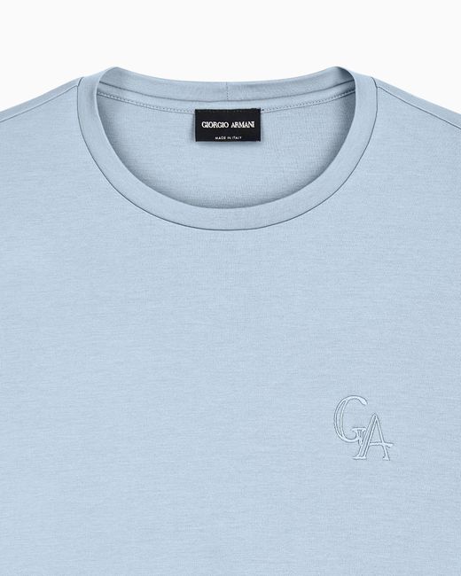 Giorgio Armani Blue T-Shirt Regular Fit Organic Cotton Interlock Jersey for men