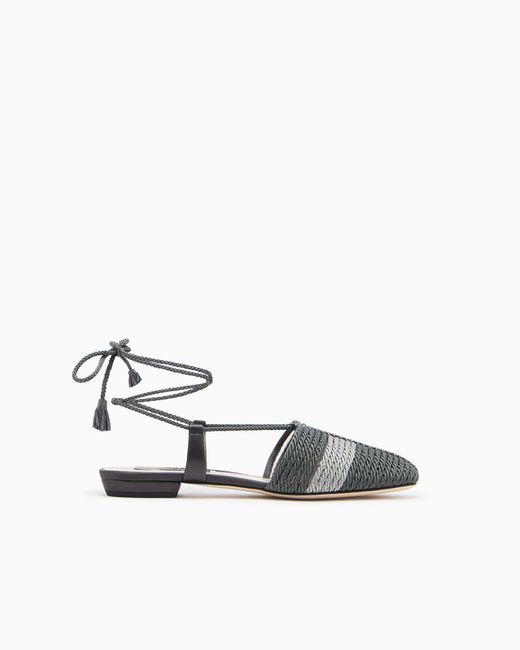 Giorgio Armani White Satin Ballerinas With Passementerie Trim