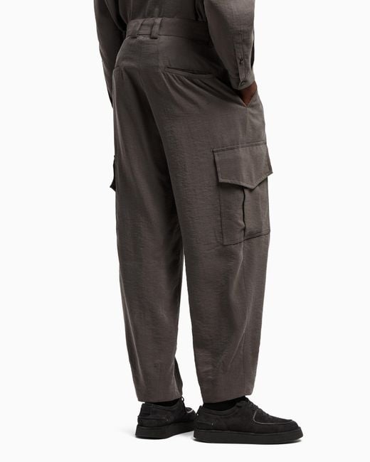 Pantalones Con Una Pinza En Mezcla De Seda Lavada Giorgio Armani de hombre de color Gray