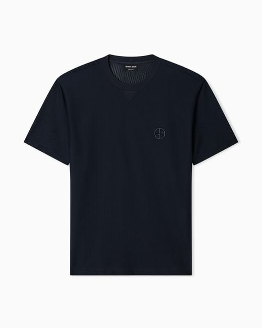 Giorgio Armani Blue Technical Waffle T-Shirt for men