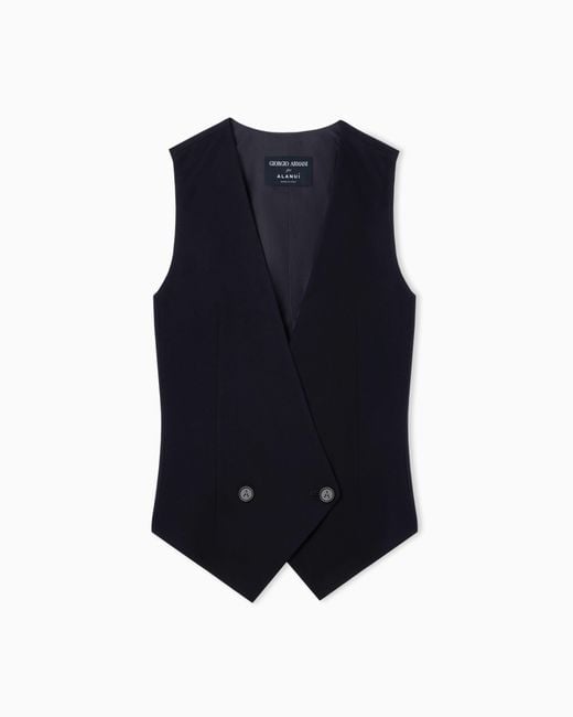 Giorgio Armani Blue For Alanui Lightweight Pure Virgin Wool Cloth Waistcoat