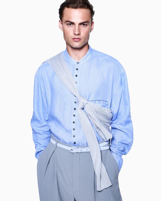 Giorgio Armani Blue Cashmere And Mohair Jumper for men