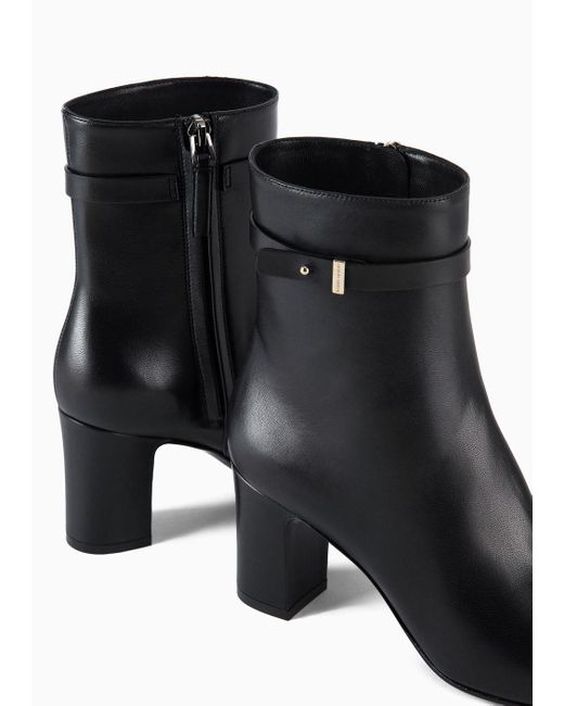 Giorgio Armani Black Nappa-leather High-heeled Ankle Boots