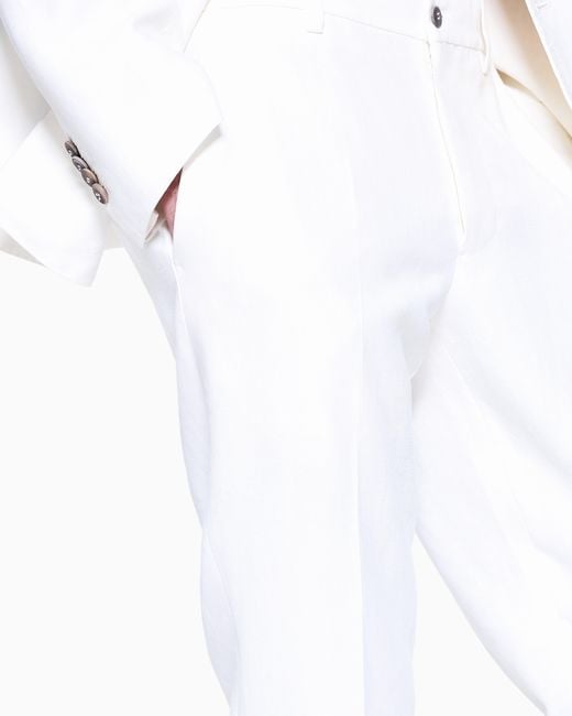 Giorgio Armani White Napoli Line Linen Canvas Double-Breasted Suit for men