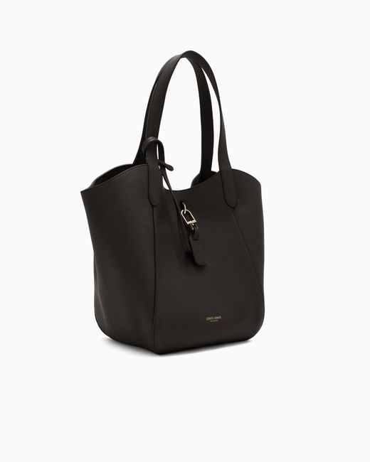 Giorgio Armani Black Pebbled Bag With A Removable Inner Pouch