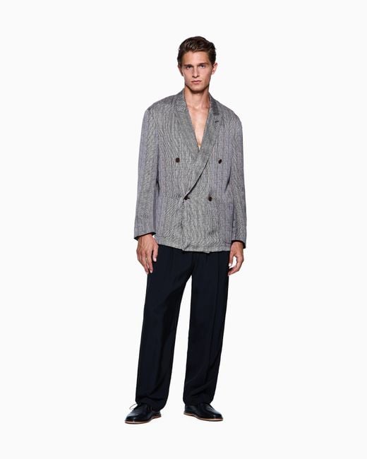 Giorgio Armani Gray Double-Breasted Jacket for men