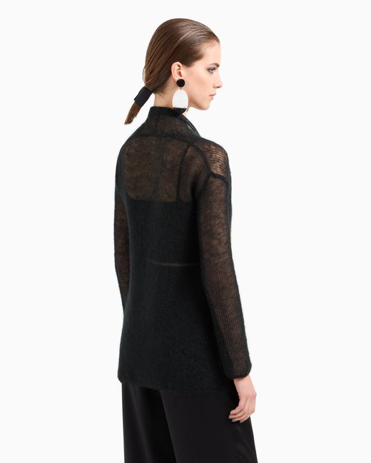 Giorgio Armani Black Mohair Wool-Blend Top And Double-Breasted Cardigan Twinset