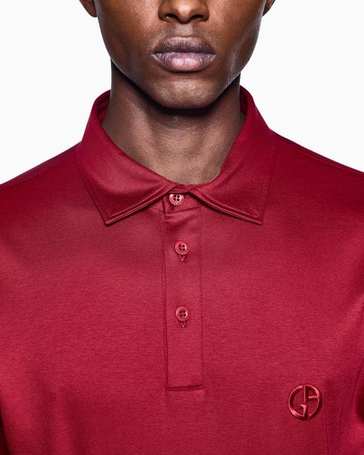 Giorgio Armani Red Interlock Polo for men