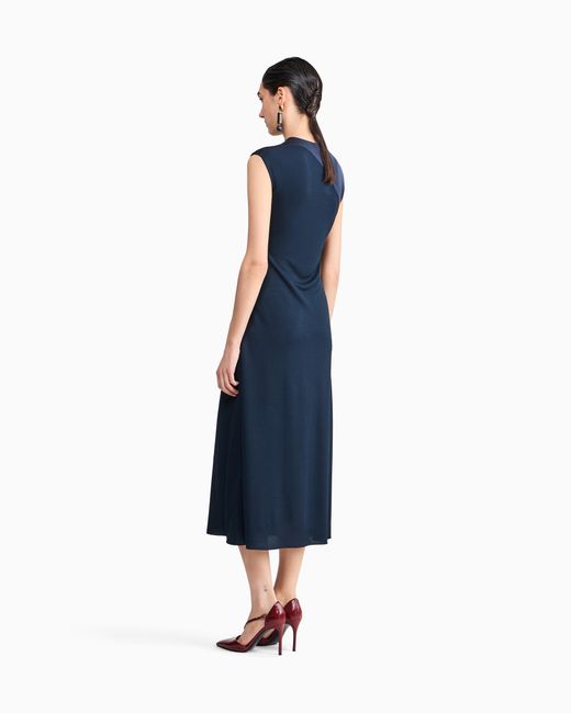 Giorgio Armani Blue Dress With Draped Side