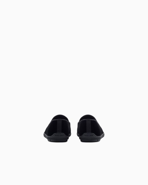 Giorgio Armani White Velvet Slip On Shoes With A Flexible Rubber Sole for men