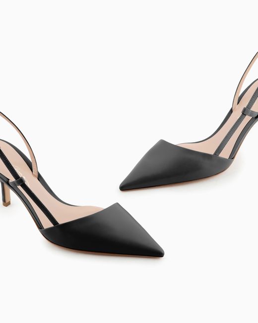Giorgio Armani White Leather Slingbacks