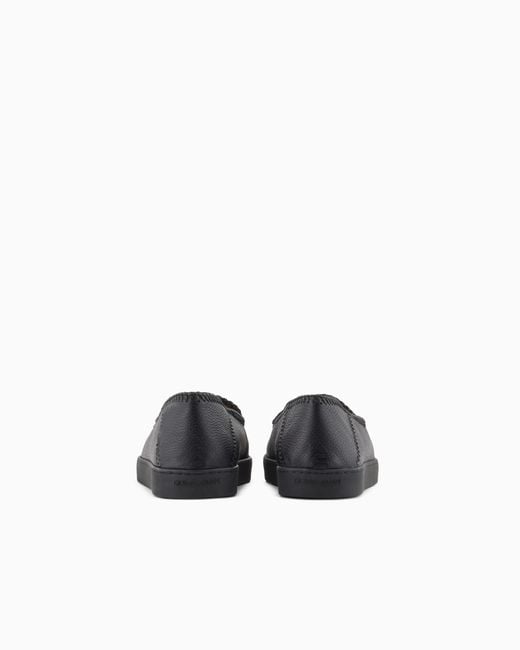 Giorgio Armani White Galleria 3 Deerskin Slip-Ons With Threading for men