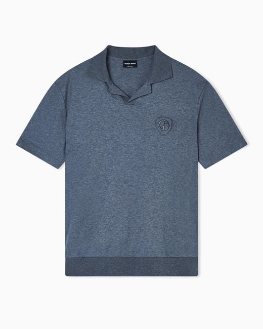 Giorgio Armani Blue Cotton Interlock Polo Shirt for men