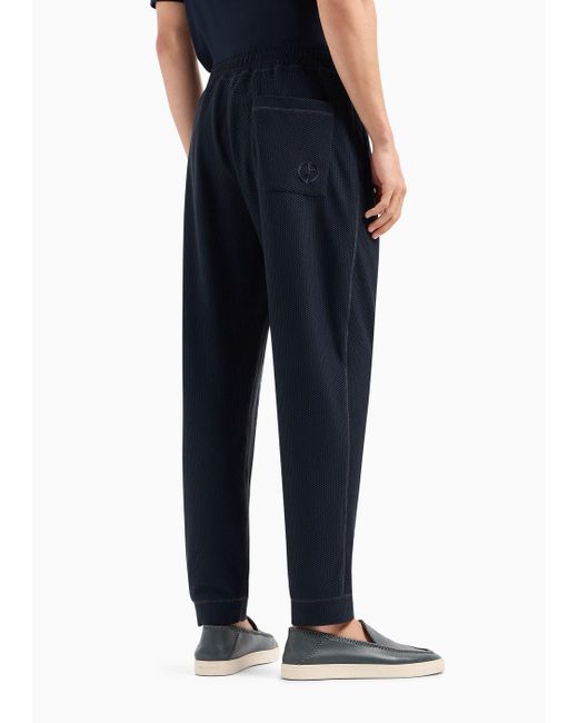 Giorgio Armani Blue Stretch Jersey Flat-front Trousers for men