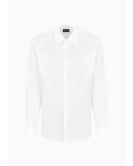 Chemise Coupe Classique En Coton À Rayures Giorgio Armani pour homme en coloris White