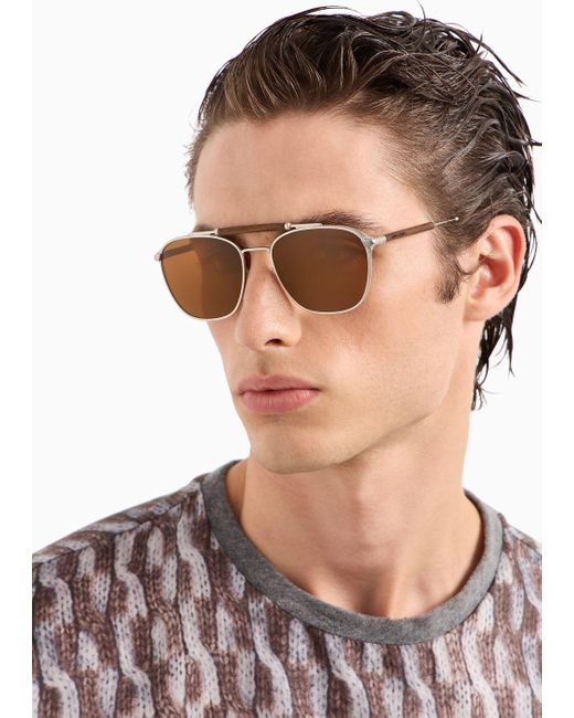 Giorgio Armani White Square Sunglasses for men