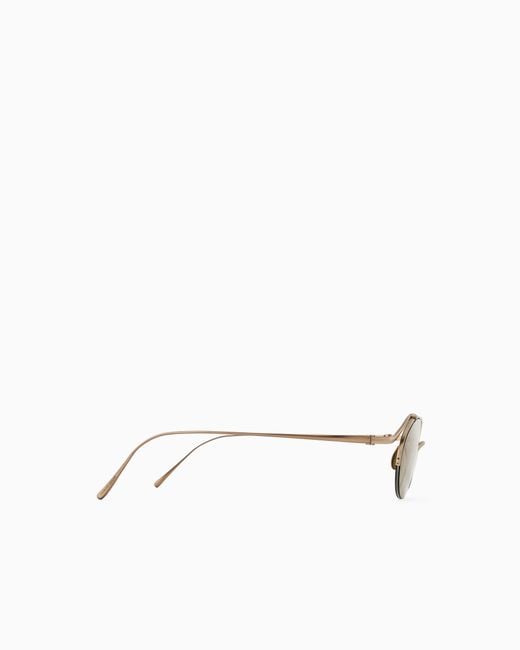 Giorgio Armani White Oval Sunglasses for men