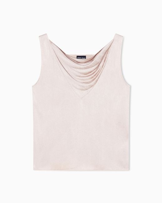 Giorgio Armani Pink Jacquard Viscose Jersey Draped Top