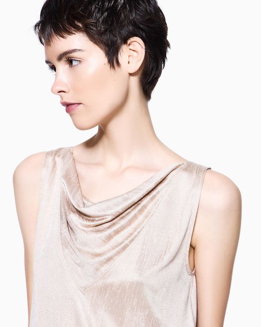 Giorgio Armani Pink Jacquard Viscose Jersey Draped Top