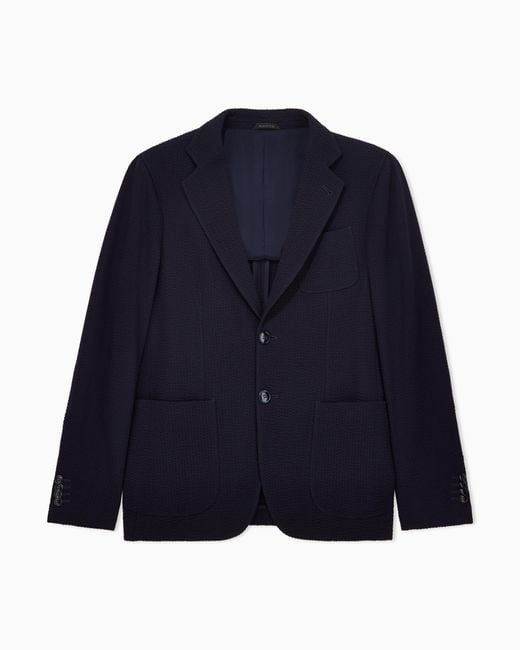 Giorgio Armani Blue Upton Line Single-Breasted Jacket for men