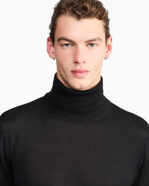 Giorgio Armani Black Cashmere Mock-Neck Jumper for men