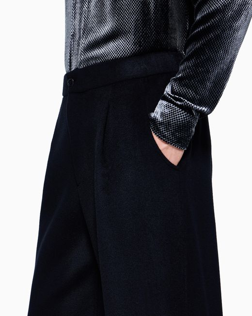 Giorgio Armani Blue One-Pleat Trousers for men