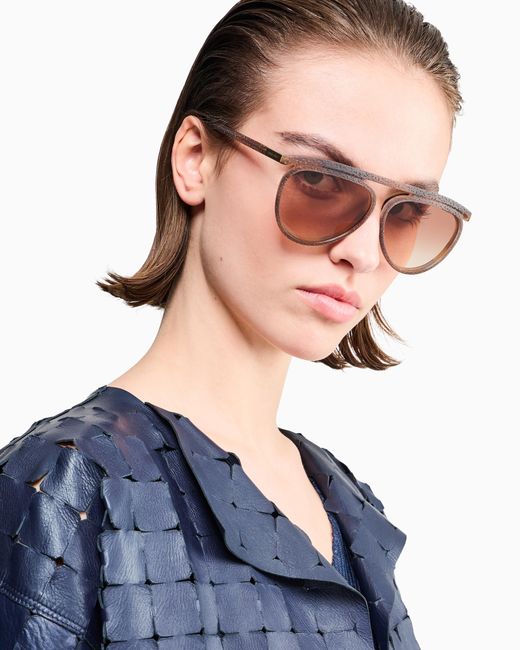 Giorgio Armani Brown Aviator Sunglasses
