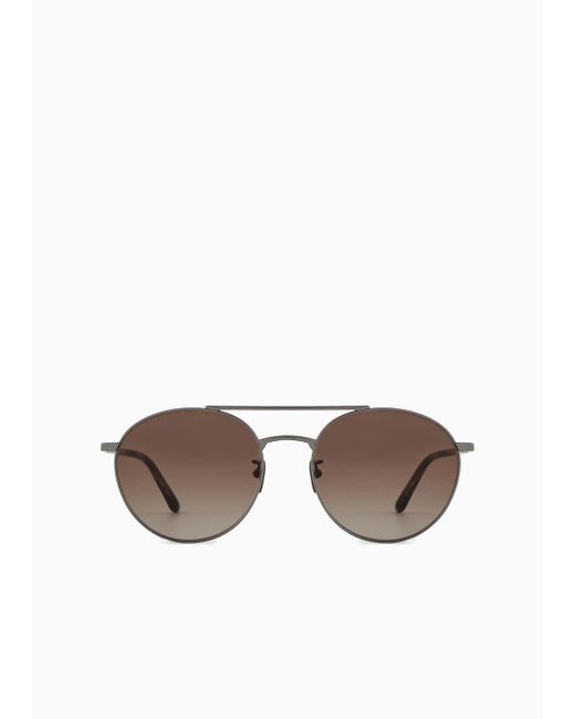 Giorgio Armani Black Round Sunglasses for men