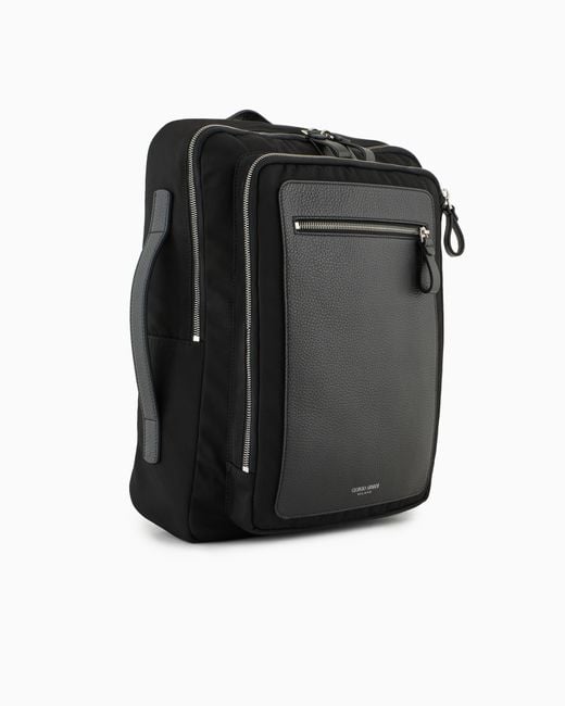 Mochila De Nailon Y Cuero Plena Flor Asv Giorgio Armani de hombre de color Black