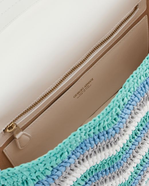 Giorgio Armani Blue La Prima Soft Small Baguette Bag