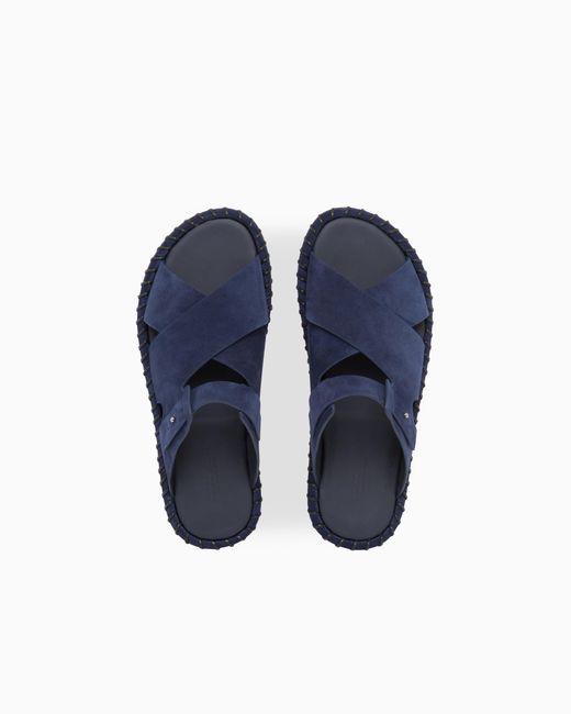 Giorgio Armani Blue Suede Sandals for men